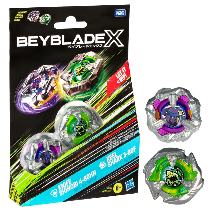 BEYBLADE X 忍刀黃蜂 4-80HN & 鯊魚巨口 3-80F 雙入組合包