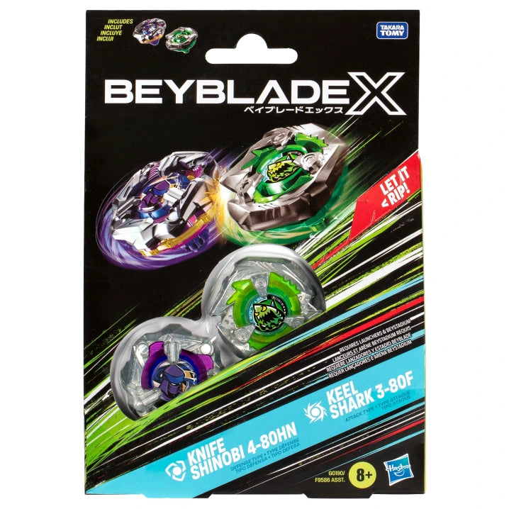 BEYBLADE X 忍刀黃蜂 4-80HN & 鯊魚巨口 3-80F 雙入組合包